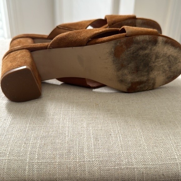 Catherine Malandrino Roxie Suede crisscross Block-Heel Mule Sandals Size 9 - Picture 5 of 9